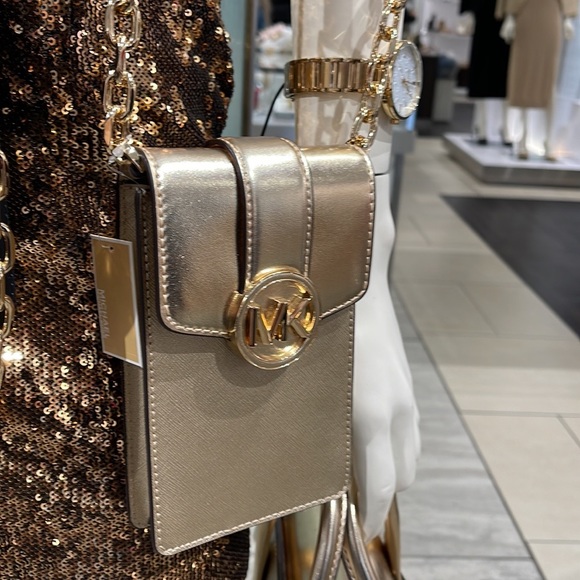 MICHAEL KORS WOMENS FASHION IPHONE SAMSUNG CASE PHONE HOLDER CROSSBODY BAG PURSE - Picture 9 of 16